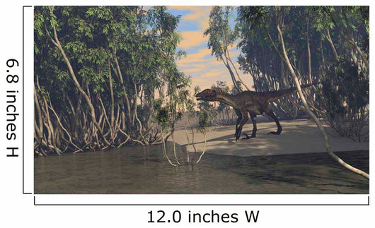 Utahraptor Roaming Prehistoric Wetlands Wall Decal