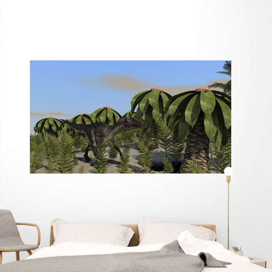 Utahraptor Roaming Prehistoric Environment Wall Decal Design 2