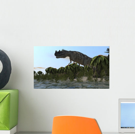 Ceratosaurus Hunting Prehistoric Wetlands Wall Decal Design 2