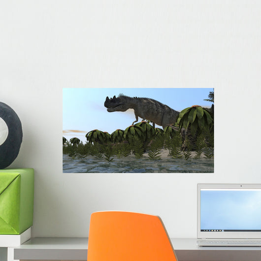 Ceratosaurus Hunting Prehistoric Wetlands Wall Decal Design 2