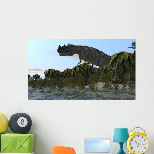 Ceratosaurus Hunting Prehistoric Wetlands Wall Decal Design 2