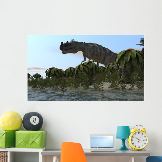 Ceratosaurus Hunting Prehistoric Wetlands Wall Decal Design 2