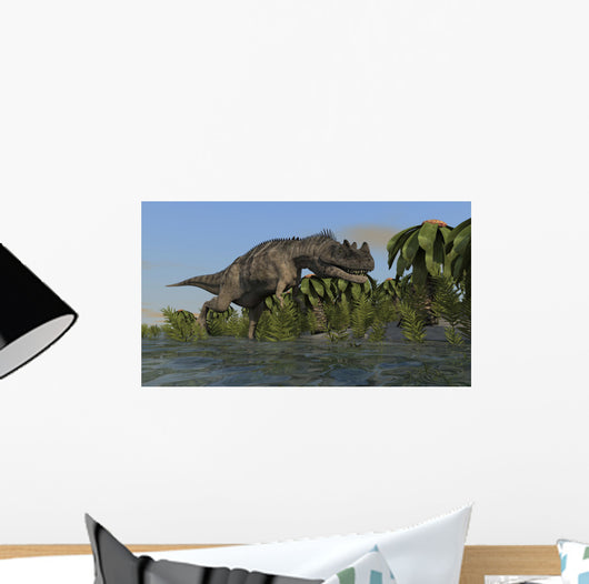 Ceratosaurus Hunting Prehistoric Wetlands Wall Decal Design 1