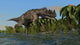 Ceratosaurus Hunting Prehistoric Wetlands Wall Decal Design 1