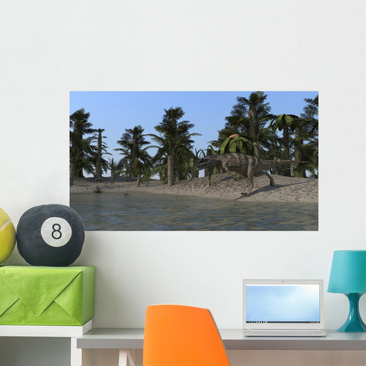 Ceratosaurus Hunting Shoreline Lake Wall Decal Design 2