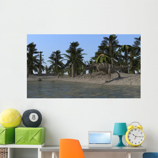 Ceratosaurus Hunting Shoreline Lake Wall Decal Design 2