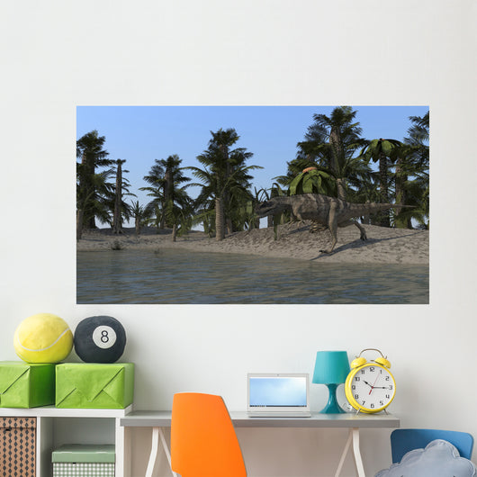 Ceratosaurus Hunting Shoreline Lake Wall Decal Design 2