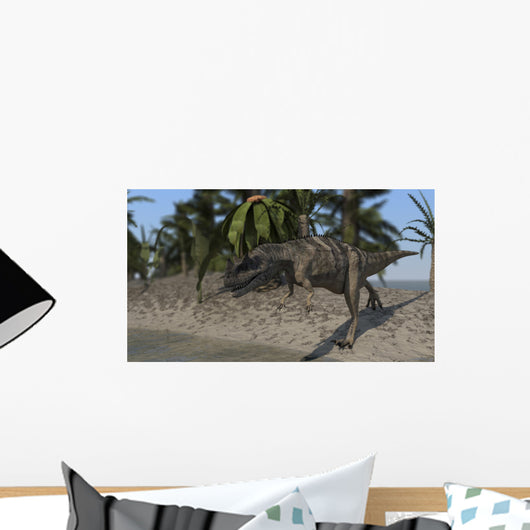 Ceratosaurus Hunting Shoreline Lake Wall Decal Design 1