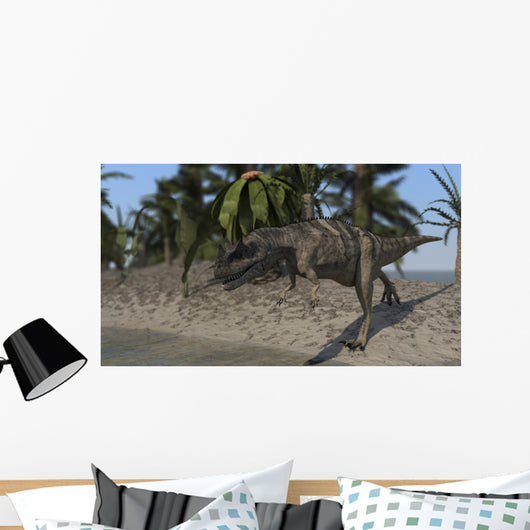 Ceratosaurus Hunting Shoreline Lake Wall Decal Design 1