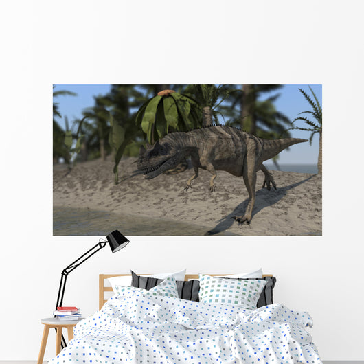 Ceratosaurus Hunting Shoreline Lake Wall Decal Design 1