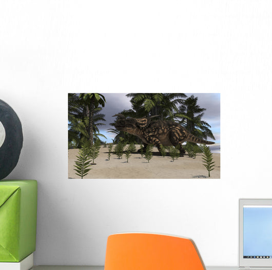 Brown Einiosaurus Grazing Prehistoric Wall Decal