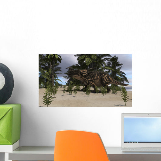 Brown Einiosaurus Grazing Prehistoric Wall Decal