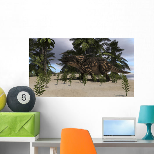 Brown Einiosaurus Grazing Prehistoric Wall Decal