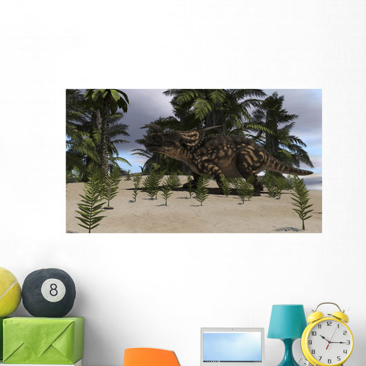 Brown Einiosaurus Grazing Prehistoric Wall Decal