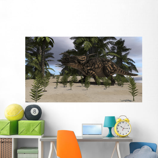 Brown Einiosaurus Grazing Prehistoric Wall Decal