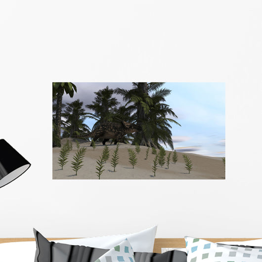 Brown Einiosaurus Grazing Desert Wall Decal Design 2