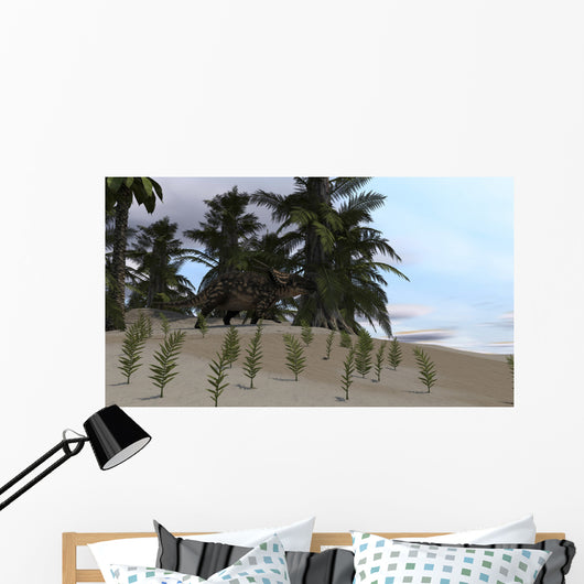 Brown Einiosaurus Grazing Desert Wall Decal Design 2