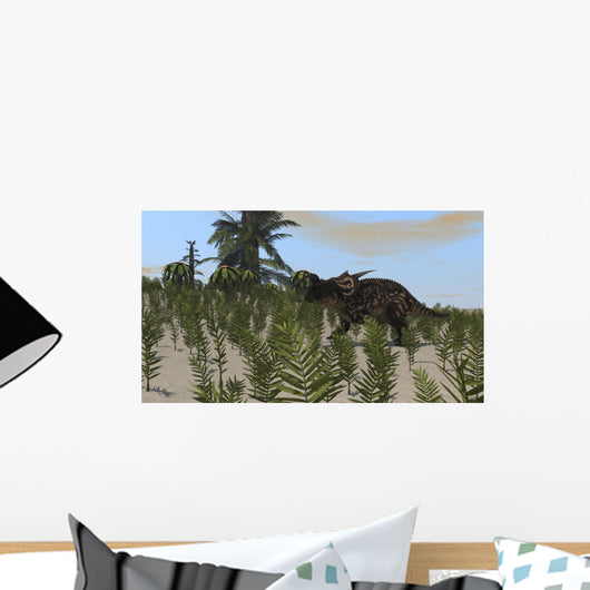 Brown Einiosaurus Grazing Desert Wall Decal Design 1