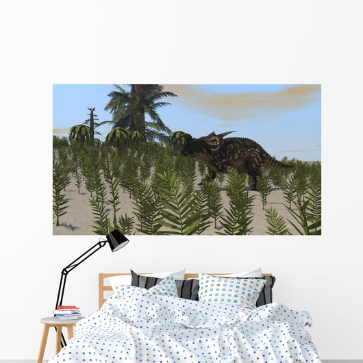 Brown Einiosaurus Grazing Desert Wall Decal Design 1
