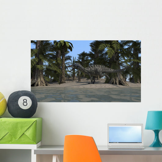 Suchomimus Running along Shoreline Wall Decal
