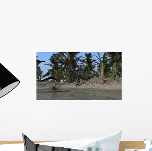 Suchomimus Running along Shore Wall Decal