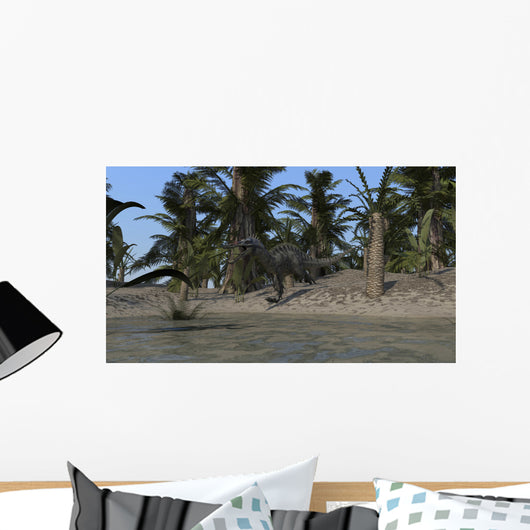 Suchomimus Running along Shore Wall Decal