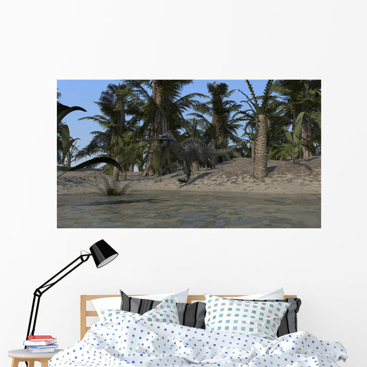 Suchomimus Running along Shore Wall Decal