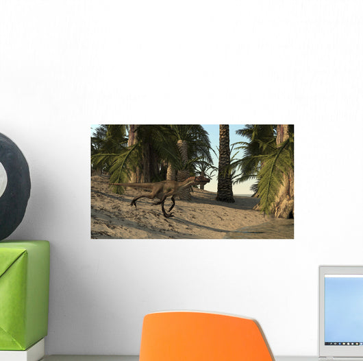 Utahraptor Running Prehistoric Environment Wall Decal