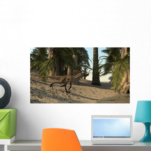 Utahraptor Running Prehistoric Environment Wall Decal