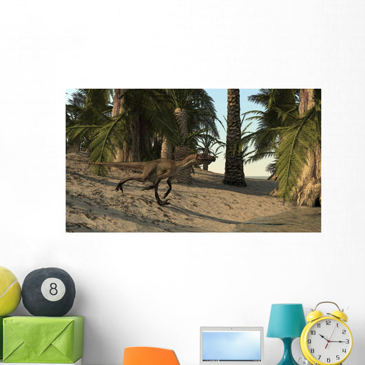 Utahraptor Running Prehistoric Environment Wall Decal