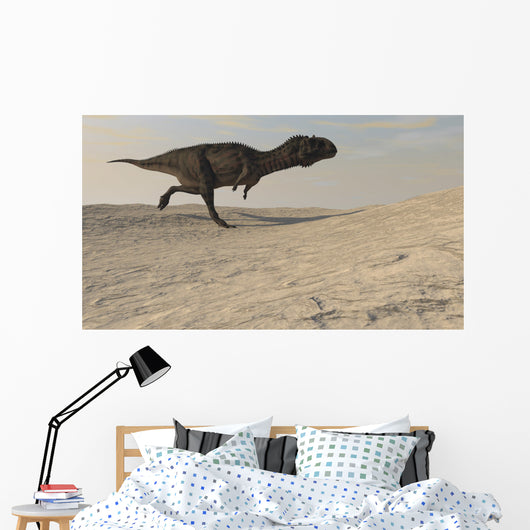 Majungasaurus Running across Barren Wall Decal Design 3