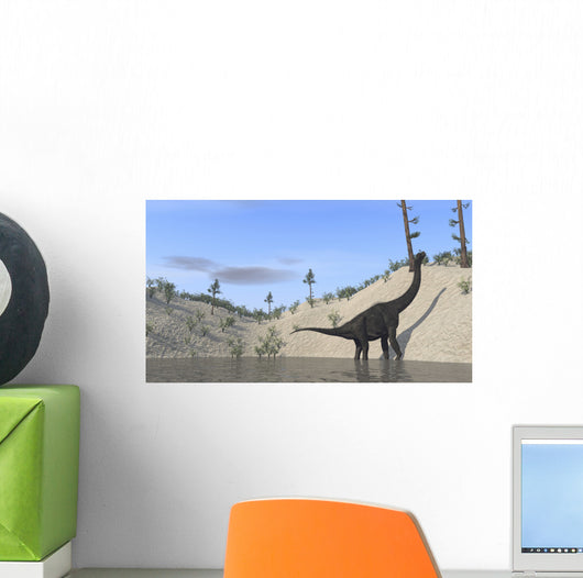Large Brachiosaurus Standing Lake Wall Decal Design 2