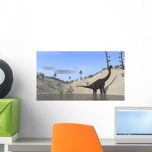 Large Brachiosaurus Standing Lake Wall Decal Design 2