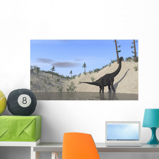 Large Brachiosaurus Standing Lake Wall Decal Design 2
