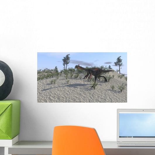 Gigantoraptor Running across Prehistoric Wall Decal Design 2