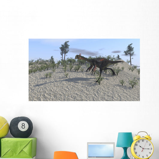 Gigantoraptor Running across Prehistoric Wall Decal Design 2