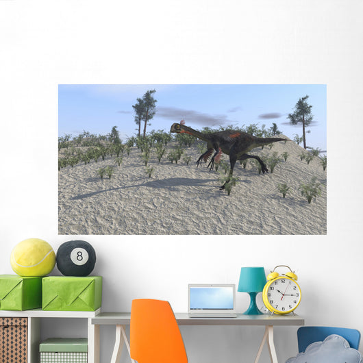 Gigantoraptor Running across Prehistoric Wall Decal Design 2