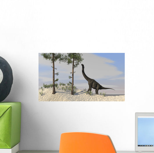 Large Brachiosaurus Grazing Tall Wall Decal