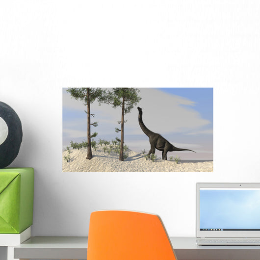Large Brachiosaurus Grazing Tall Wall Decal