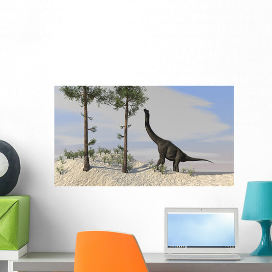 Large Brachiosaurus Grazing Tall Wall Decal