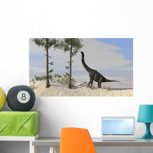 Large Brachiosaurus Grazing Tall Wall Decal