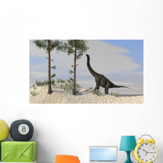 Large Brachiosaurus Grazing Tall Wall Decal
