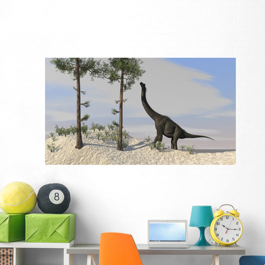 Large Brachiosaurus Grazing Tall Wall Decal