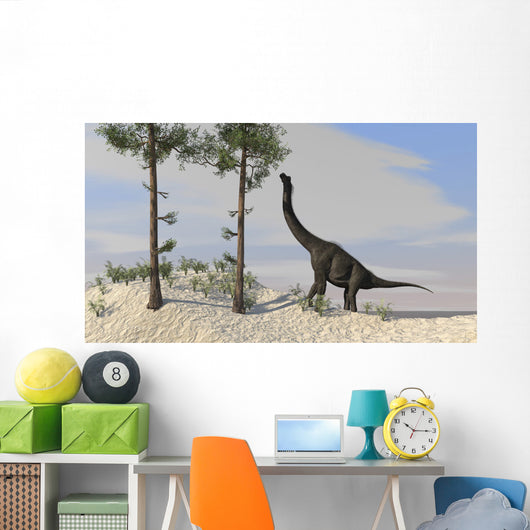 Large Brachiosaurus Grazing Tall Wall Decal