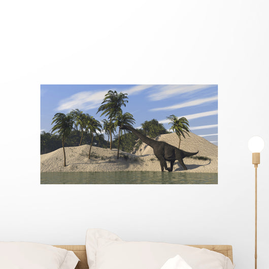 Large Brachiosaurus Walking along Wall Decal Design 2