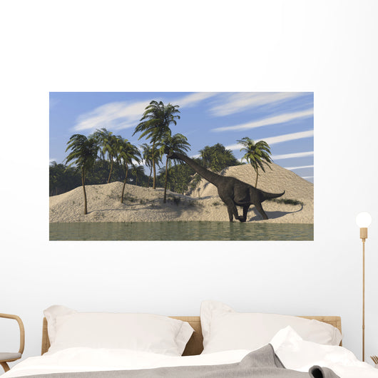 Large Brachiosaurus Walking along Wall Decal Design 2