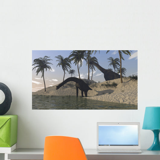 Two Large Brachiosaurus Grazing Wall Decal Design 3