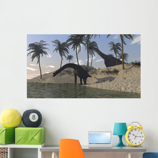 Two Large Brachiosaurus Grazing Wall Decal Design 3