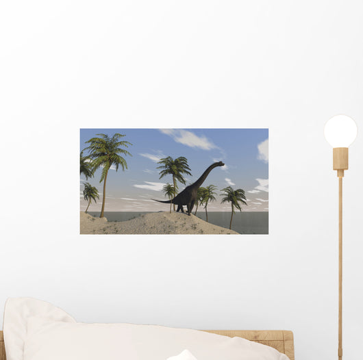 Large Brachiosaurus Roaming Tropical Wall Decal Design 2
