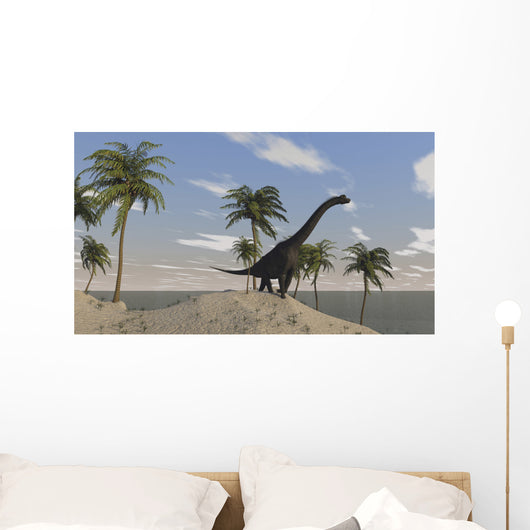 Large Brachiosaurus Roaming Tropical Wall Decal Design 2